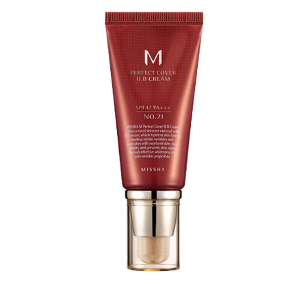 MISSHA, M PERFECT COVER BB CREAM SPF42 PA+++, 21 LIGHT BEIGE 