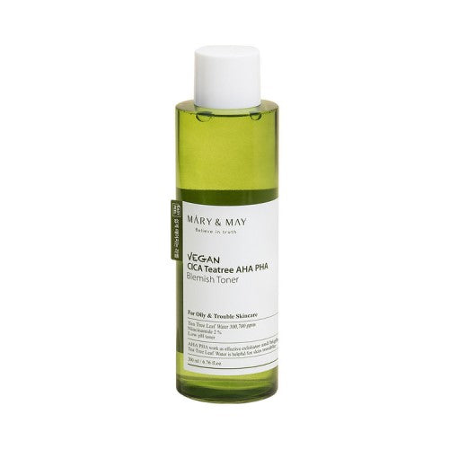 MARY&MAY, VEGAN CICA TEA TREE AHA PHA BLEMISH TONER 200ML