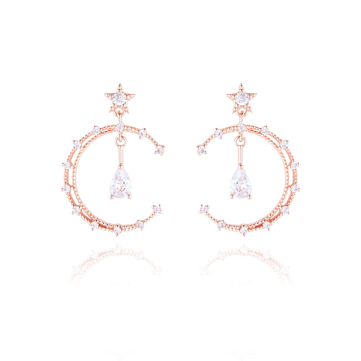 WING BLING, MOONLIGHT CASTLE EARRING OR CLIP-ON EARRING, MOONLIGHT CASTLE PINK EARRING