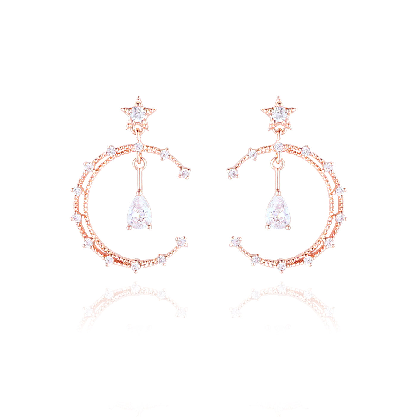 WING BLING, MOONLIGHT CASTLE EARRING OR CLIP-ON EARRING, MOONLIGHT CASTLE PINK EARRING