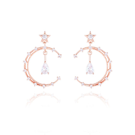 WING BLING, MOONLIGHT CASTLE EARRING OR CLIP-ON EARRING, MOONLIGHT CASTLE PINK EARRING