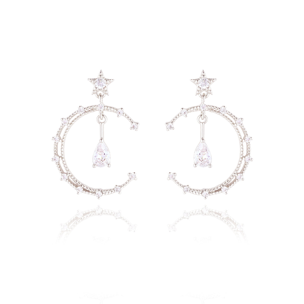 WING BLING, MOONLIGHT CASTLE EARRING OR CLIP-ON EARRING, MOONLIGHT CASTLE SILVER CLIP ON EARRING