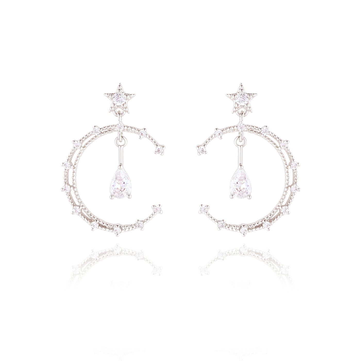 WING BLING, MOONLIGHT CASTLE EARRING OR CLIP-ON EARRING, MOONLIGHT CASTLE SILVER CLIP ON EARRING