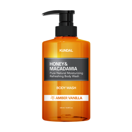 KUNDAL, HONEY & MACADAMIA PURE BODY WASH 500ML, AMBER VANILLA