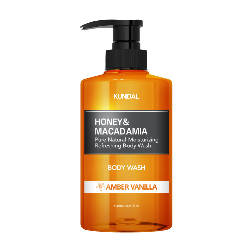 KUNDAL, HONEY & MACADAMIA PURE BODY WASH 500ML, AMBER VANILLA