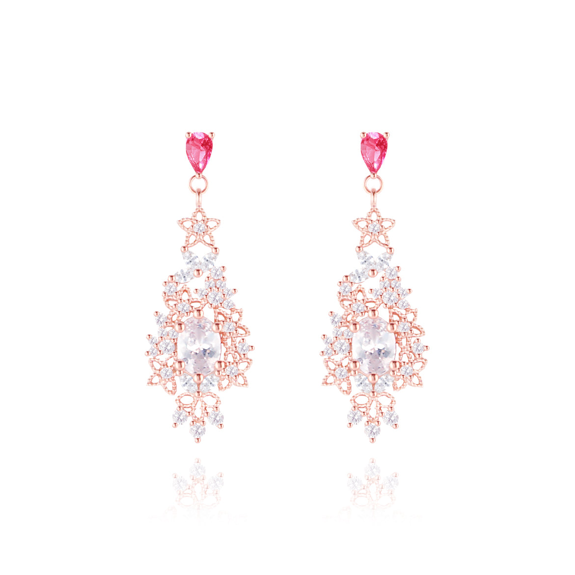 WING BLING, ROMANTIC DREAM EARRING OR CLIP-ON EARRING, ROMANTIC DREAM PINK CLIP ON EARRING