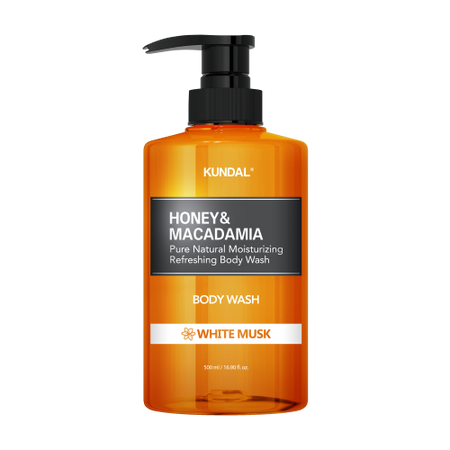 KUNDAL, HONEY & MACADAMIA PURE BODY WASH 500ML, WHITE MUSK