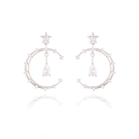 WING BLING, MOONLIGHT CASTLE EARRING OR CLIP-ON EARRING, MOONLIGHT CASTLE SILVER EARRING