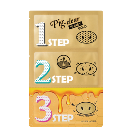 HOLIKA HOLIKA, PIG CLEAR BLACK HEAD 3-STEP KIT HONEY GOLD