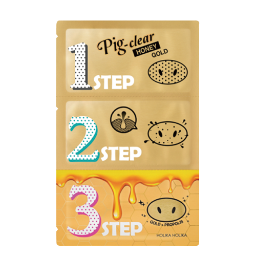 HOLIKA HOLIKA, PIG CLEAR BLACK HEAD 3-STEP KIT HONEY GOLD