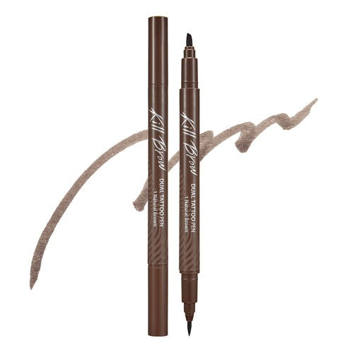 CLIO, KILL BROW DUAL TATTOO PEN SET (0.3G*2+1.2G), 01 NATURAL BROWN