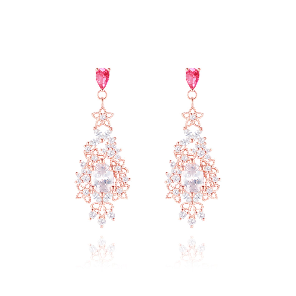 WING BLING, ROMANTIC DREAM EARRING OR CLIP-ON EARRING, ROMANTIC DREAM PINK EARRING