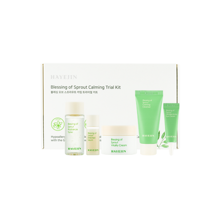 HAYEJIN, BLESSING OF SPROUT CALMING TRIAL KIT (Toner 15ML Serum 8ML Cream 10ML Cleanser 15ML Eye Cream 5ML)