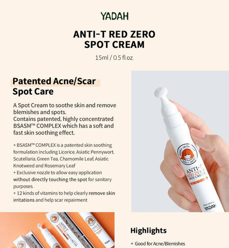 YADAH - Anti-T Red Zero Spot Cream, 15ml, 42 g, 8809340382843
