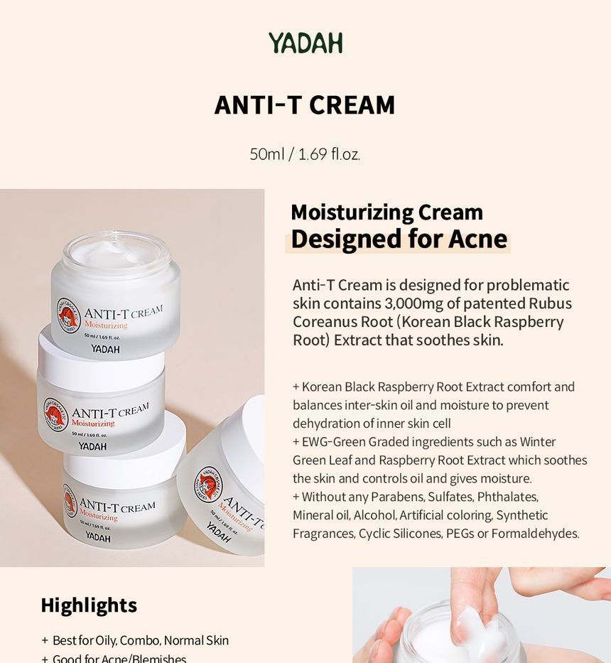 YADAH - Anti-T Moisturizing Cream 50ml, 50ml, 220 g, 8809340384168