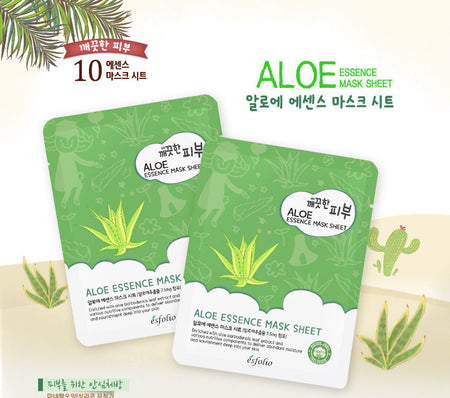 esfolio - Pure Skin Aloe Essence Mask Sheet Set 10pcs, 25ml x 10pcs, 343 g, 8809386883281