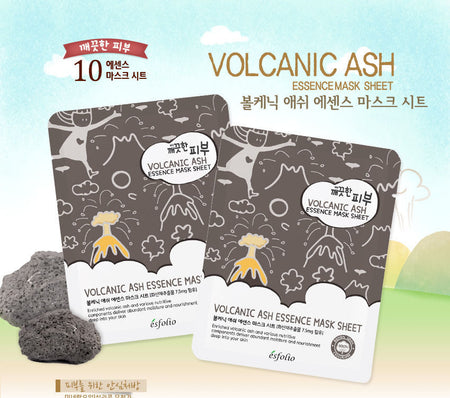 esfolio - Pure Skin Volcanic Ash Essence Mask Sheet Set 10pcs, 25ml x 10pcs, 344 g, 8809386883335
