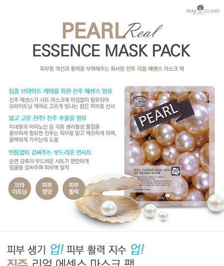 May Island - Pearl Real Essence Mask Pack 1pc, 25ml, 32 g, 8809515400983