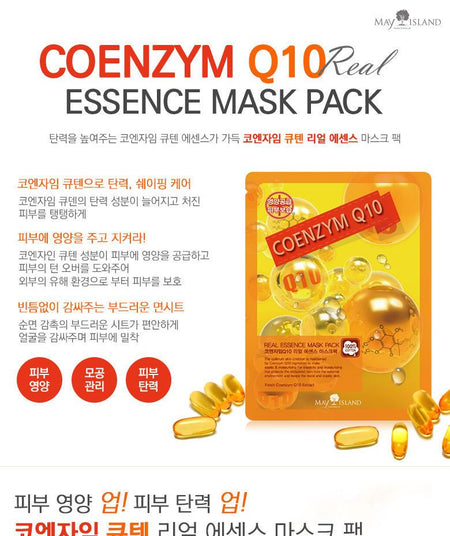 May Island - Coenzyme Q10 Real Essence Mask Pack 1pc, 25ml, 31 g, 8809515401980