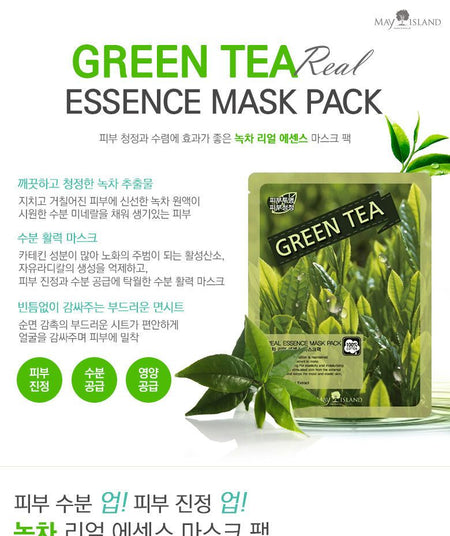 May Island - Green Tea Real Essence Mask Pack 1pc, 25ml, 70 g, 8809515401898