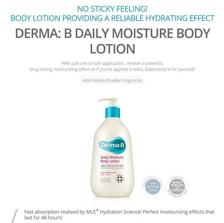 Derma: B - Daily Moisture Body Lotion 400ml, 400ml, 464 g, 8809048416444