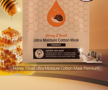 Nella - Honey 1 Snail Ultra Moisture Cotton Mask Set 5pcs, 29g x 5pcs, 207 g, 8809588580049