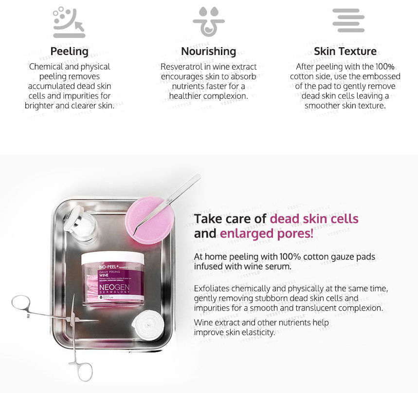 NEOGEN - Dermalogy Bio-Peel Gauze Peeling Wine (Original Version) 200ml, 30 sheets, 390 g, 8809381441844