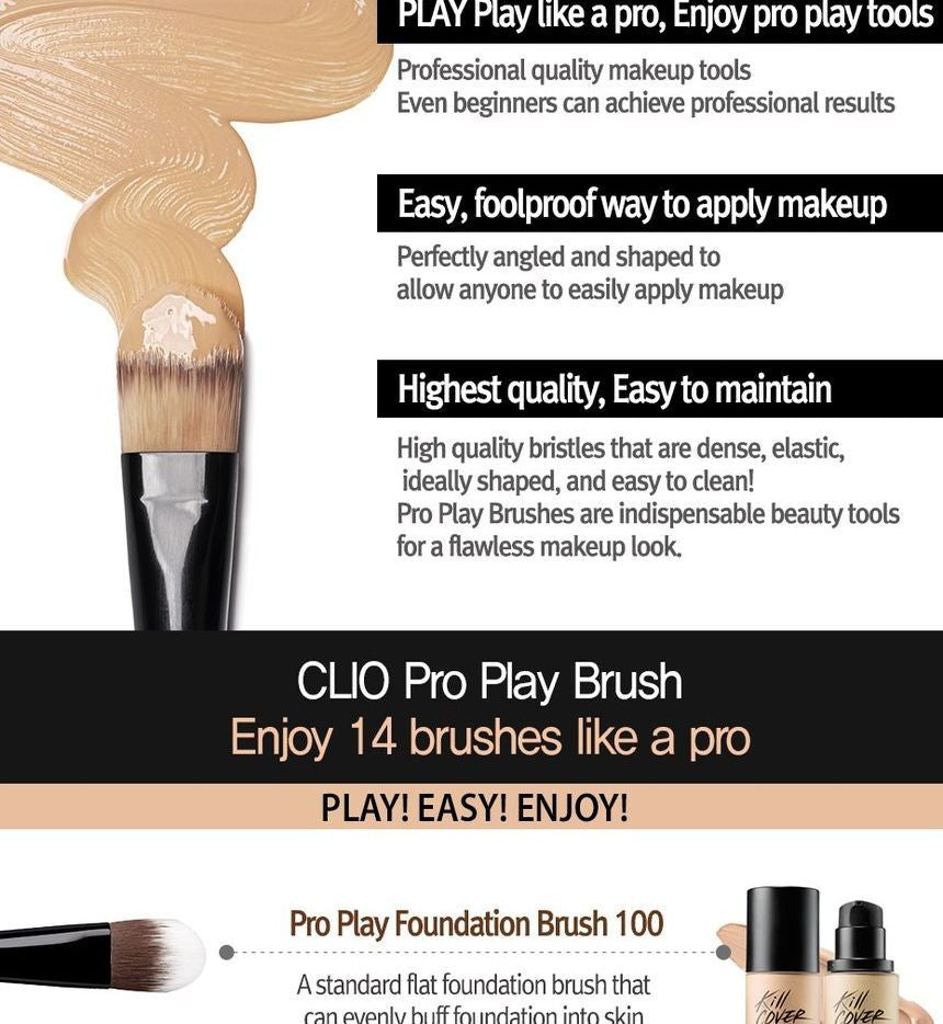 CLIO - Pro Play Foundation Brush #102, 1 pc, 45 g, 8809420559554