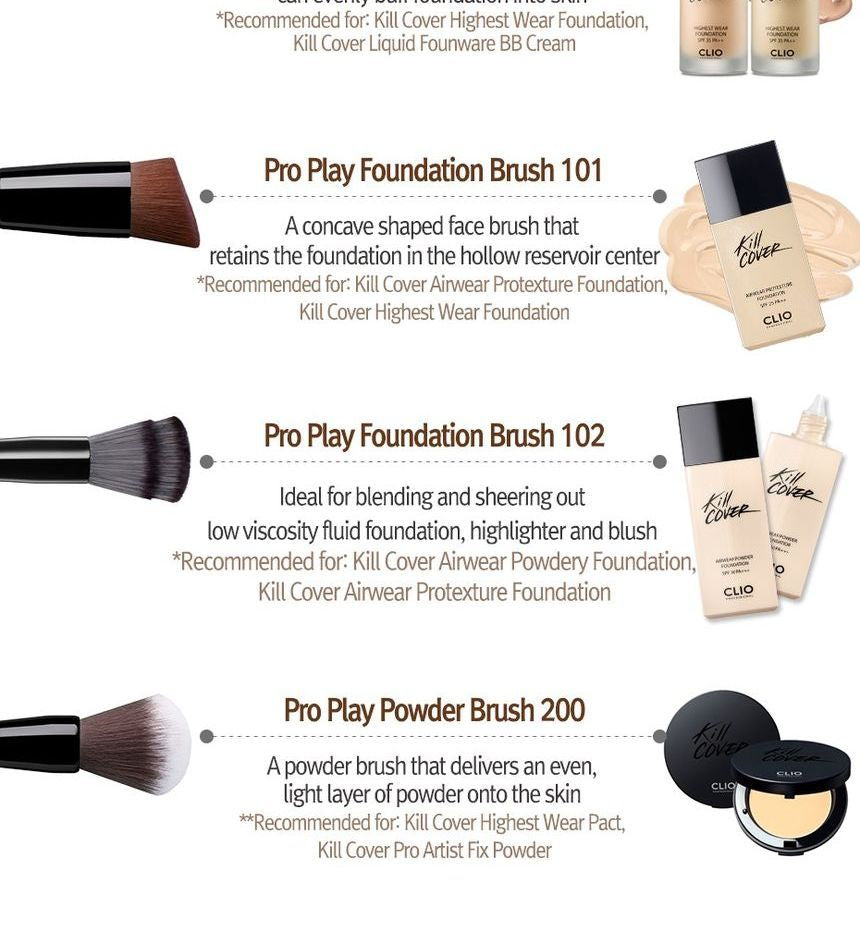 CLIO - Pro Play Foundation Brush #102, 1 pc, 45 g, 8809420559554