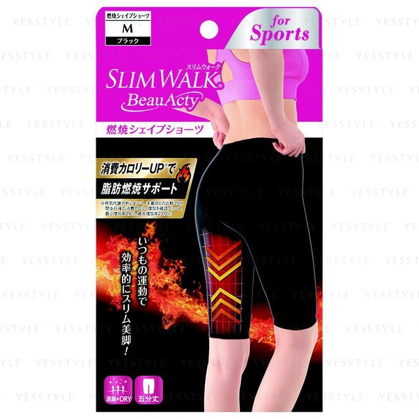 Slim Walk - BeauActy Compression Knee-Length Shorts For Sports, 1 pc - Black - L, 150 g, 4902522675260
