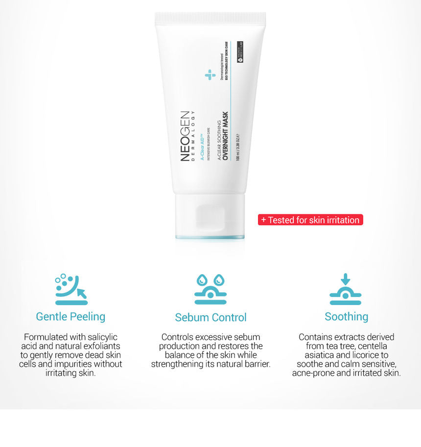 NEOGEN - Dermalogy A-Clear Soothing Overnight Mask, 100ml, 141 g, 8809381449550
