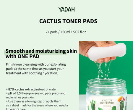 YADAH - Cactus Toner Pads, 60pads, 380 g, 8809340384717