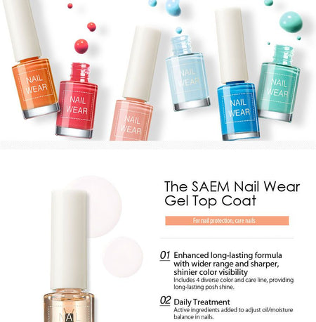 The Saem - Nail Wear Gel Top Coat, 7ml, 40 g, 8806164134030