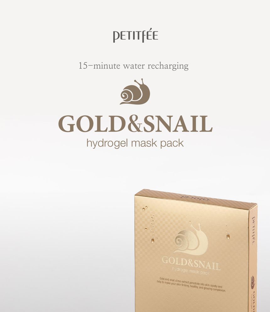 PETITFEE - Gold & Snail Hydrogel Mask Pack 5pcs, 30g x 5pcs, 271 g, 8809239802896