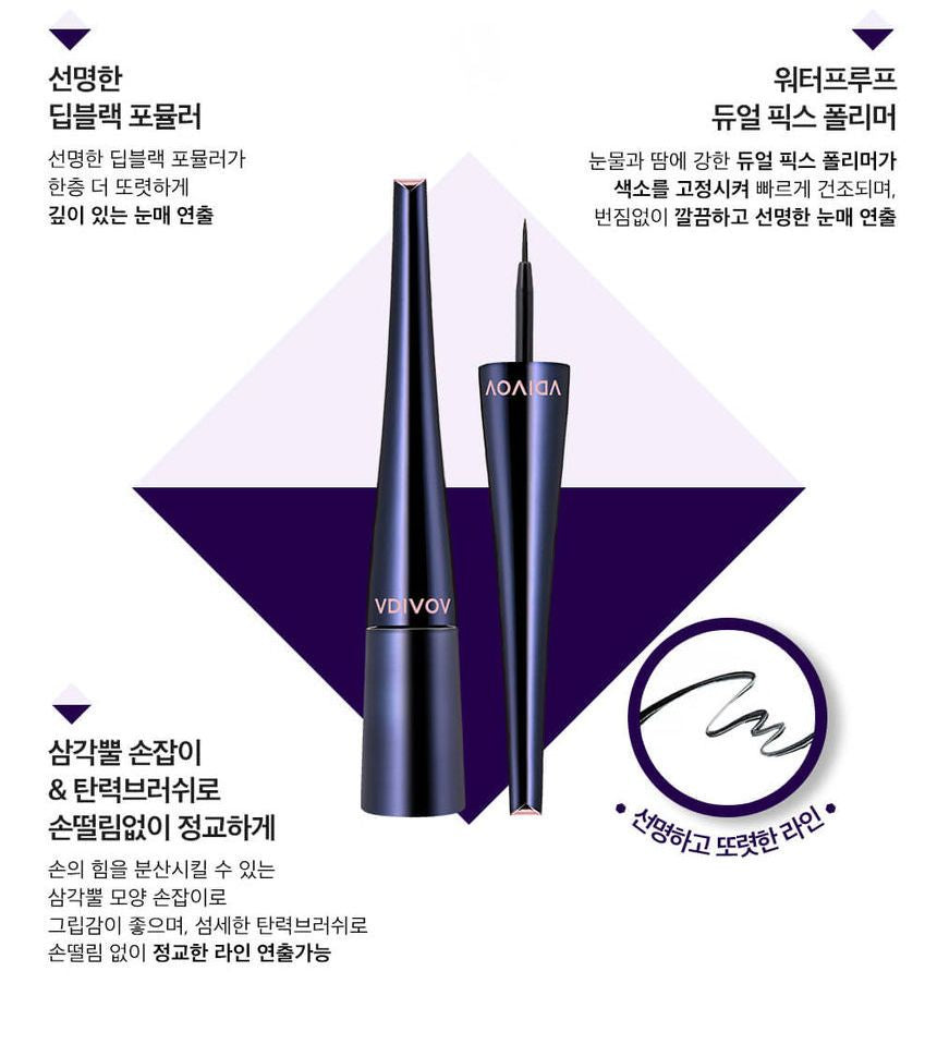 VDIVOV - Eye Cut Liquid Liner, Black, 16 g, 8801051338676