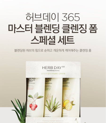 THE FACE SHOP - Herb Day 365 Master Blending Cleansing Foam Special Set, 3 pcs, 652 g, 8806182588556
