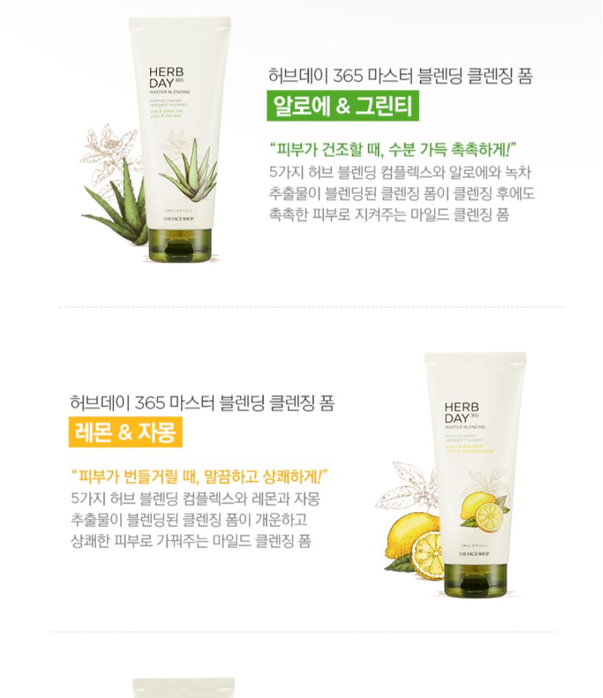 THE FACE SHOP - Herb Day 365 Master Blending Cleansing Foam Special Set, 3 pcs, 652 g, 8806182588556