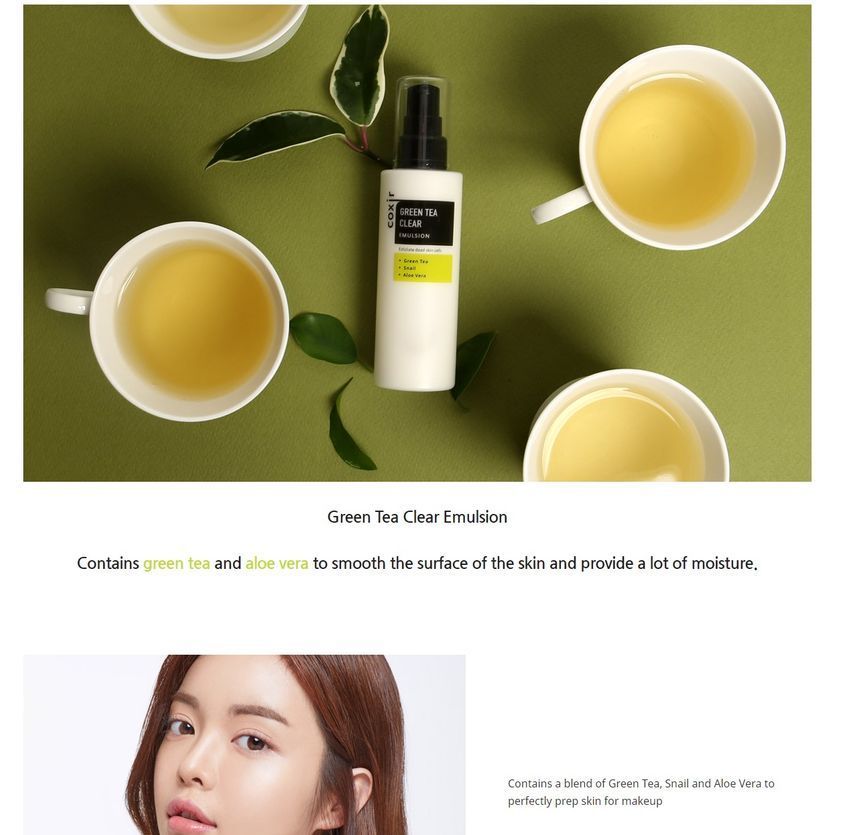 coxir - Green Tea Clear Emulsion, 100ml, 143 g, 8809080826119