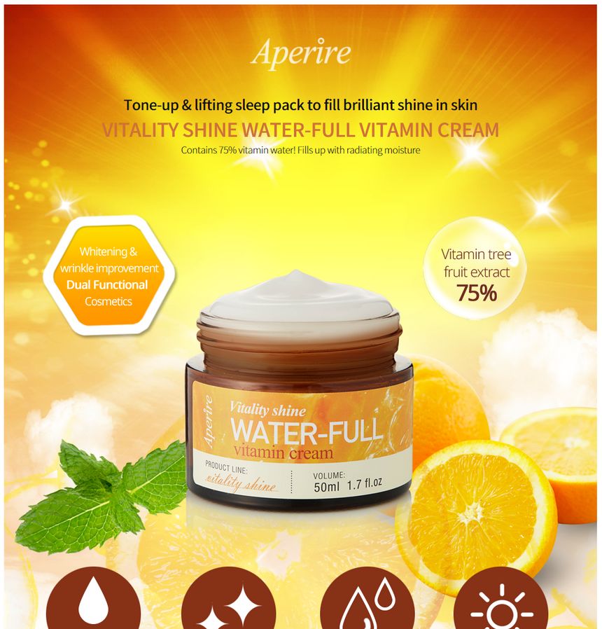 Aperire - Vitality Shine Water-full Vitamin Cream, 50ml, 167 g, 8809326338826