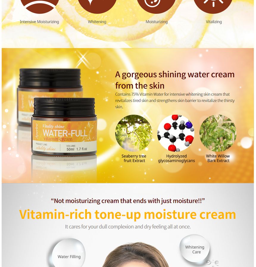 Aperire - Vitality Shine Water-full Vitamin Cream, 50ml, 167 g, 8809326338826