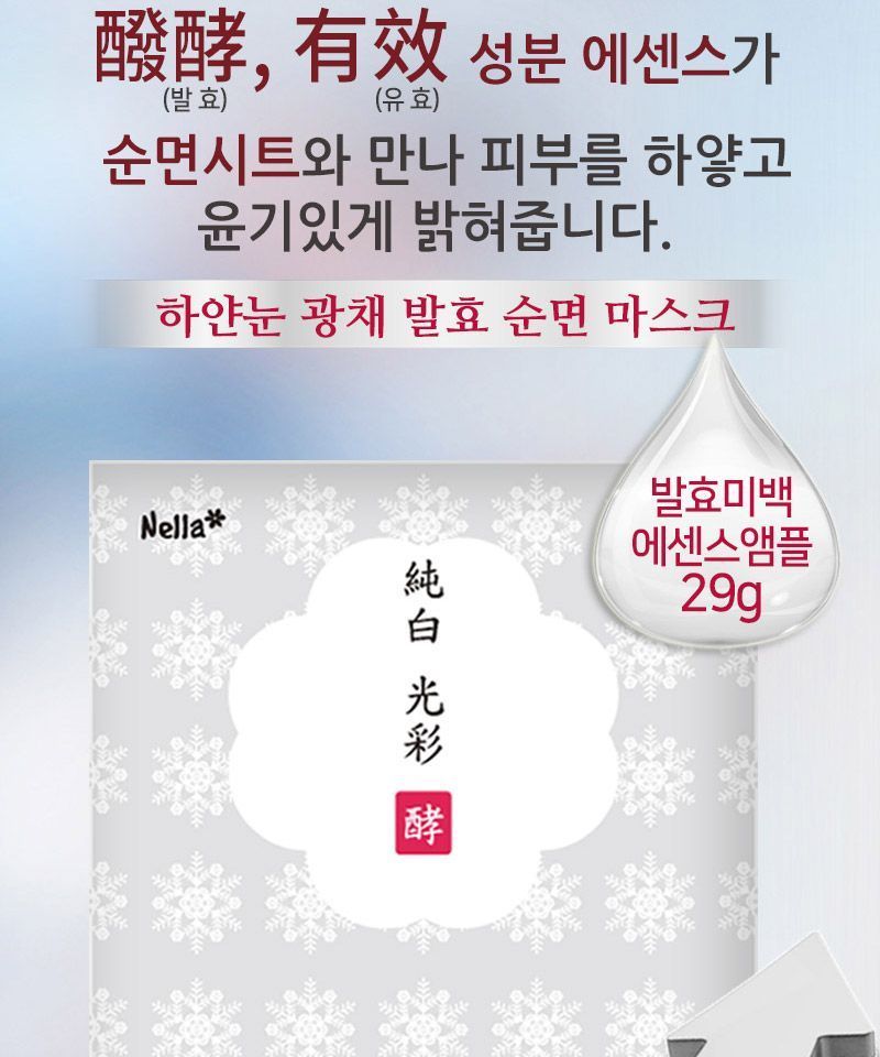 Nella - Oneday Whitener White Snow Brightening Fermented Cotton Mask, 1 pc, 80 g, 8809588580018