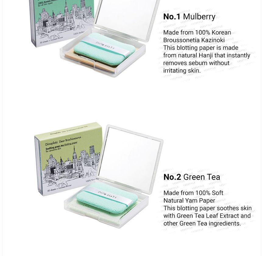 too cool for school - Dinoplatz Dear Brachiosaurus Blotting Paper Refill Only - 3 Types, #02 Green Tea, 10 g, 8809402286652