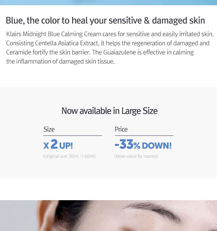 Dear, Klairs - Midnight Blue Calming Cream LARGE, Renewal - 60g, 91 g, 8809572890291