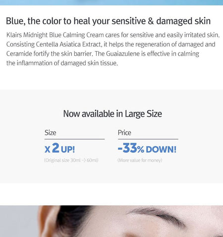Dear, Klairs - Midnight Blue Calming Cream LARGE, Renewal - 60g, 91 g, 8809572890291