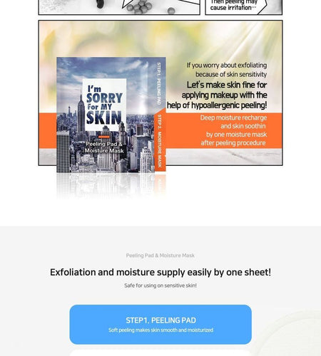 I’m SORRY For MY SKIN - Peeling Pad & Moisture Mask, 1pc, 34 g, 8809511983114