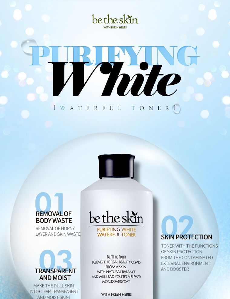 be the skin - Purifying White Waterful Toner, 150ml, 354 g, 8809076775155