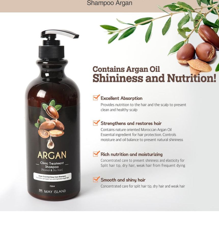 May Island - Argan Clinic Treatment Shampoo, 750ml, 800 g, 8809515400631