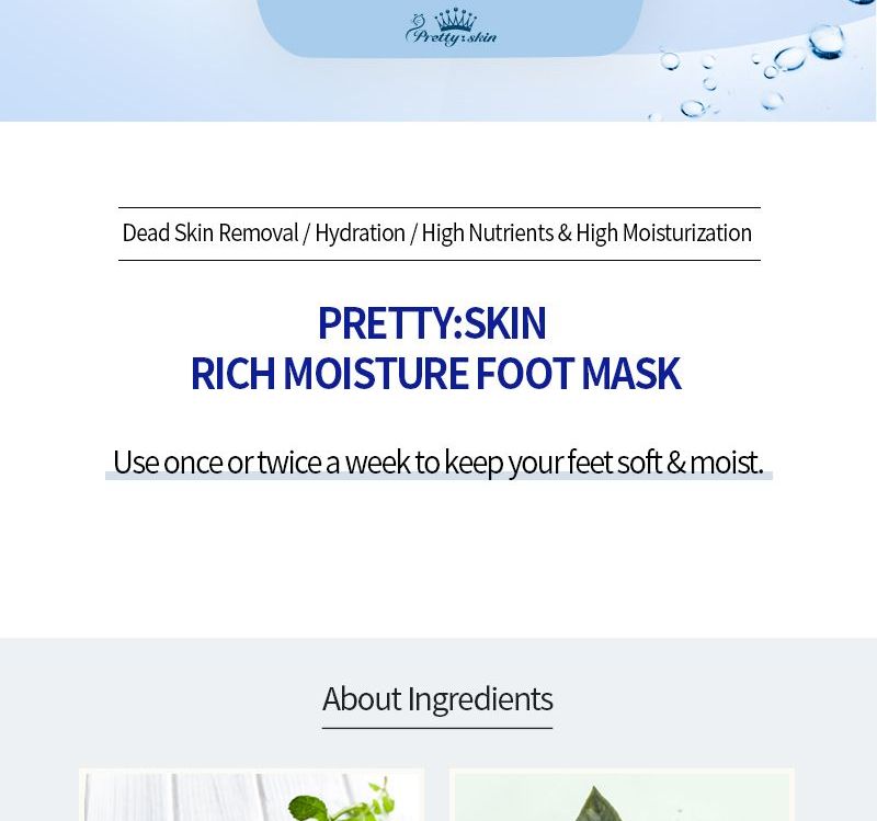 Pretty skin - Rich Moisture Foot Mask, 16ml x 1 pair, 30 g, 8809273163618