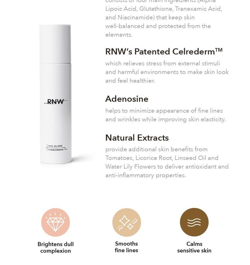 RNW - DER. BLANC Shining Emulsion, 125ml, 242 g, 8809635330030