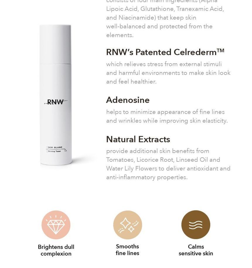 RNW - DER. BLANC Shining Toner, 125ml, 241 g, 8809635330047